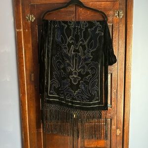 Velvet Burnout Fringe Scarf